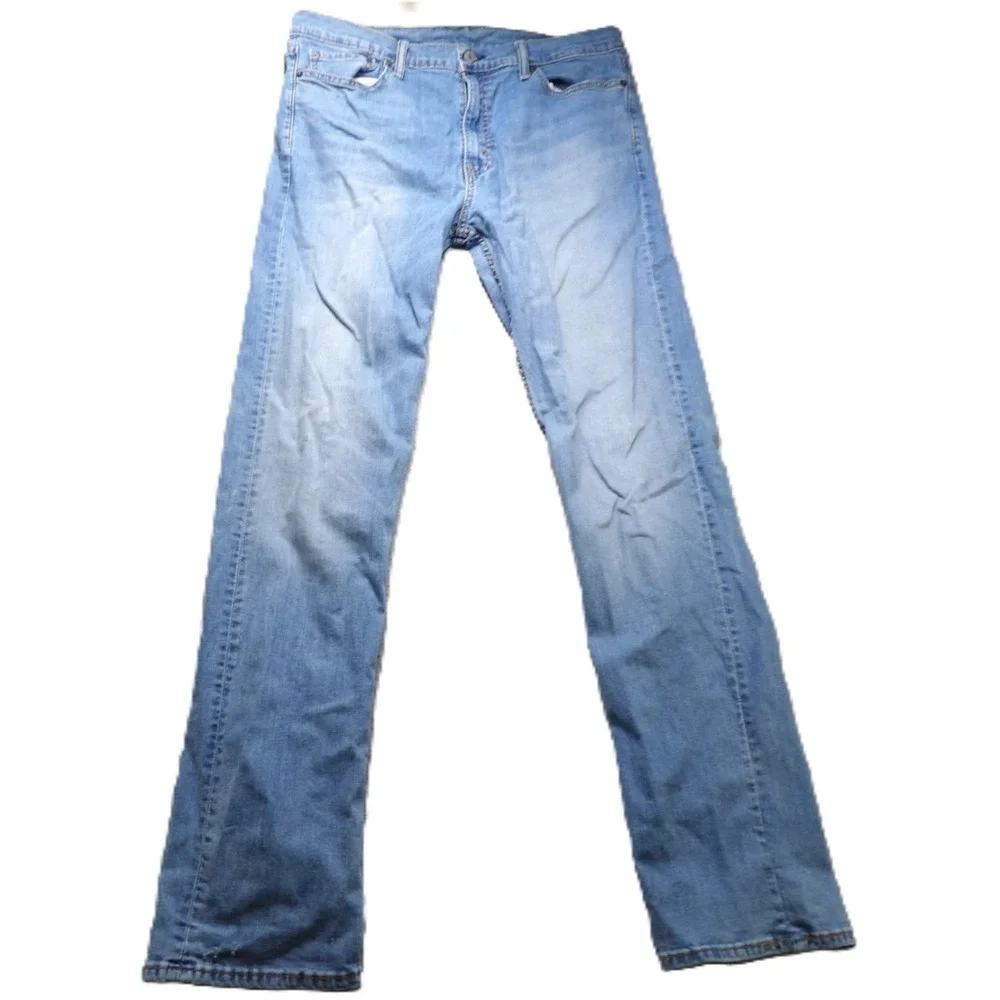 Levis 513 Slim Straight Jeans Men W36 L36 Light Wash Blue Denim Stretch Cotton